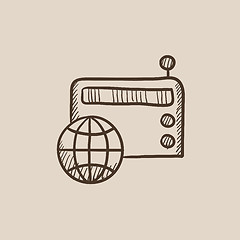 Image showing Retro radio sketch icon.