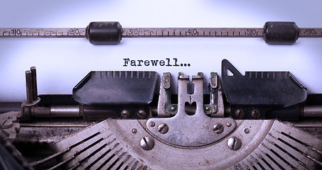 Image showing Farewell typed words on a Vintage Typewriter