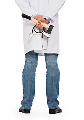 Image showing Evil medic holding a small axe