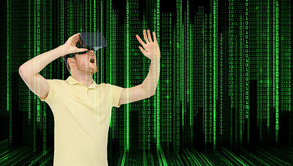 Image showing young man in virtual reality headset or 3d glasses