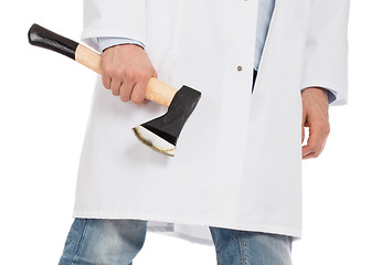 Image showing Evil medic holding a small axe