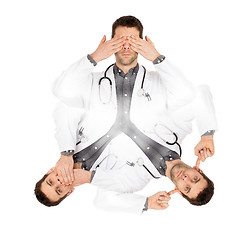 Image showing Doctor isolated on white - Sees, hears and speaks no evil 