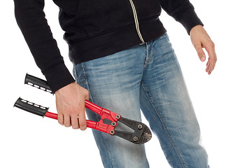 Image showing Robber with red bolt cutters