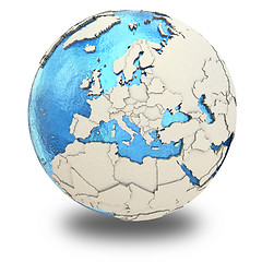 Image showing Europe on model of planet Earth