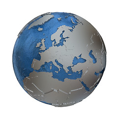 Image showing Europe on silver Earth