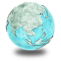 Image showing Southeast Asia on marble planet Earth