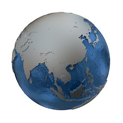 Image showing Southeast Asia on silver Earth