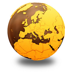 Image showing Europe on chocolate Earth