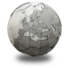 Image showing Europe on metallic planet Earth