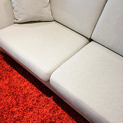 Image showing White sofa on red carpet