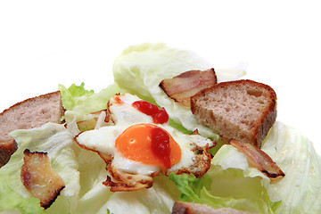 Image showing ham and eggs with lettuce and bread