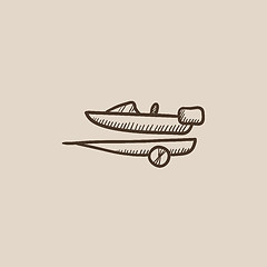 Image showing Boat on trailer for transportation sketch icon.