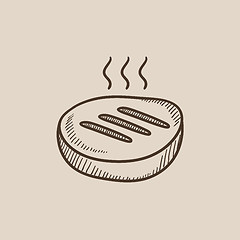 Image showing Grilled steak sketch icon.