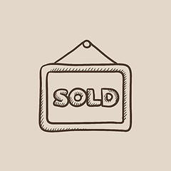 Image showing Sold placard sketch icon.