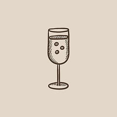 Image showing Glass of champagne sketch icon.