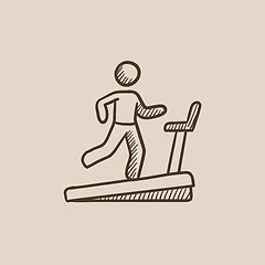 Image showing Man running on treadmill sketch icon.