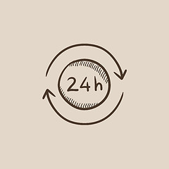 Image showing Service 24 hrs sketch icon.