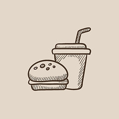 Image showing Fast food meal sketch icon.