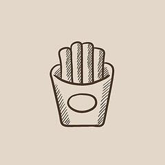 Image showing French fries sketch icon.