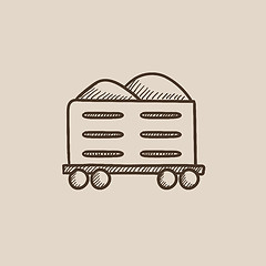 Image showing Cargo wagon sketch icon.