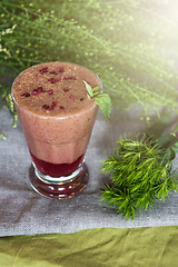 Image showing raspberry smoothie with basil