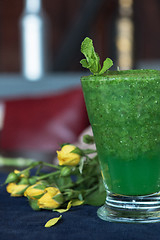 Image showing Healthy organic green smoothie