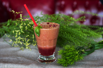 Image showing raspberry smoothie with basil