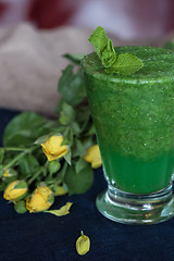 Image showing Healthy organic green smoothie