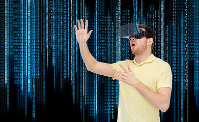 Image showing young man in virtual reality headset or 3d glasses