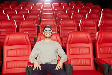 Image showing young man watching movie in 3d theater