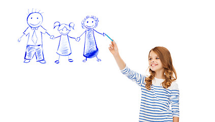 Image showing girl drawing family in the air