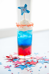 Image showing glass of drink on american independence day party