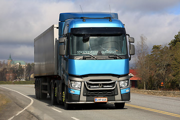 Image showing Blue Renault Trucks T Semi Spring Landscape