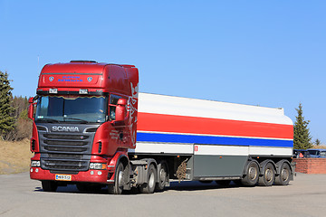 Image showing Red Scania R580 Semi Tank Truck