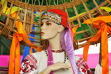 Image showing The ancient national dress and a hat on the dummy.