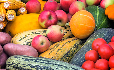 Image showing Vegetable harvest is sold at the fair.