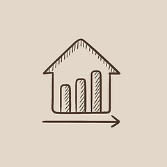 Image showing Graph of real estate prices growth sketch icon.