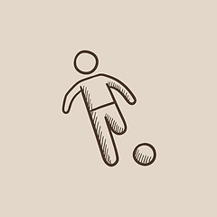 Image showing Soccer player with ball sketch icon.