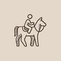 Image showing Horse riding sketch icon.