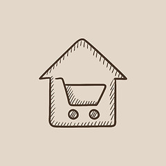 Image showing House shopping sketch icon.