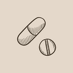 Image showing Pills sketch icon.