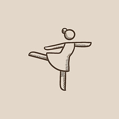 Image showing Female figure skater sketch icon.
