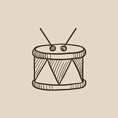 Image showing Drum with sticks sketch icon.