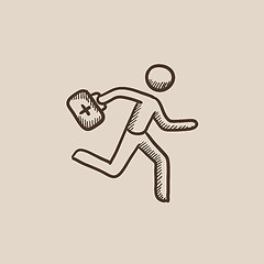 Image showing Paramedic running with first aid kit sketch icon.