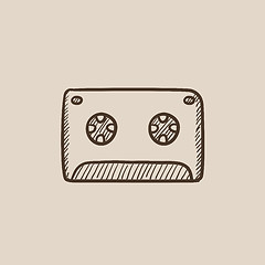 Image showing Cassette tape sketch icon.