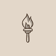 Image showing Burning olympic torch sketch icon.