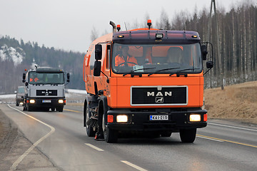 Image showing Two MAN Street Sweeper Trucks