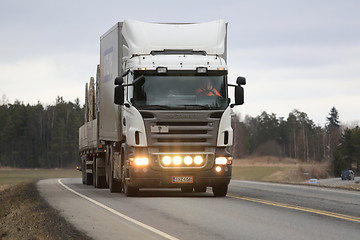 Image showing White Scania Truck Transport 