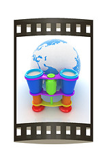 Image showing Worldwide search concept with Earth. The film strip