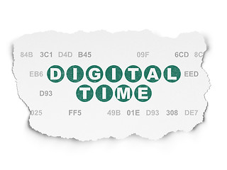 Image showing Time concept: Digital Time on Torn Paper background